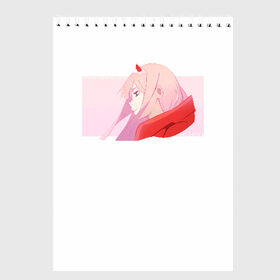 Скетчбук с принтом Darling In The Franxx в Петрозаводске, 100% бумага
 | 48 листов, плотность листов — 100 г/м2, плотность картонной обложки — 250 г/м2. Листы скреплены сверху удобной пружинной спиралью | 02 | anime | darling in the franxx | hiro | manga | zero two | аниме | ахегао | любимый во франксе | манга | милый во франксе | ноль два | хиро