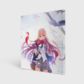 Холст квадратный с принтом Darling In The Franxx в Петрозаводске, 100% ПВХ |  | 02 | anime | darling in the franxx | hiro | manga | zero two | аниме | ахегао | любимый во франксе | манга | милый во франксе | ноль два | хиро