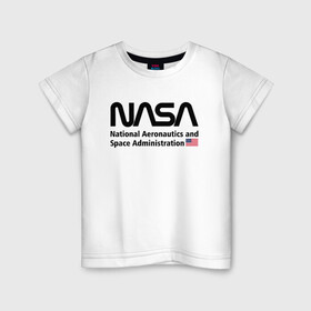 Детская футболка хлопок с принтом NASA в Петрозаводске, 100% хлопок | круглый вырез горловины, полуприлегающий силуэт, длина до линии бедер | alien | area 51 | nasa | space x | ufo | америка | американский | астронавт | звезды | земля | зона 51 | инопланетянин | космонавт | космос | луна | марс | наса | нло | планета | пришельцы | ракета | роскосмос | созвездие