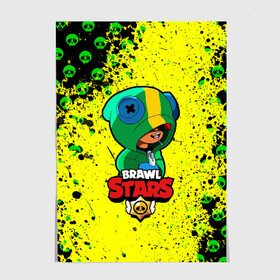 Постер с принтом Brawl Stars LEON в Петрозаводске, 100% бумага
 | бумага, плотность 150 мг. Матовая, но за счет высокого коэффициента гладкости имеет небольшой блеск и дает на свету блики, но в отличии от глянцевой бумаги не покрыта лаком | brawl | brawl stars | crow | leon | stars | бравл | бравл старс | браво старс | игра | компьютерная | кров | леон | онлайн | старс