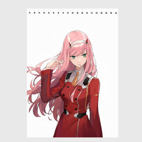 Скетчбук с принтом Darling In The Franxx в Петрозаводске, 100% бумага
 | 48 листов, плотность листов — 100 г/м2, плотность картонной обложки — 250 г/м2. Листы скреплены сверху удобной пружинной спиралью | 02 | anime | darling in the franxx | hiro | manga | zero two | аниме | ахегао | любимый во франксе | манга | милый во франксе | ноль два | хиро