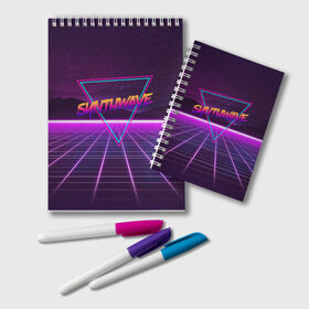 Блокнот с принтом SYNTHWAVE RETROWAVE в Петрозаводске, 100% бумага | 48 листов, плотность листов — 60 г/м2, плотность картонной обложки — 250 г/м2. Листы скреплены удобной пружинной спиралью. Цвет линий — светло-серый
 | Тематика изображения на принте: hotline miami | neon | outrun | outrun electro | retrowave | synth | synthwave | неон | хотлайн майами