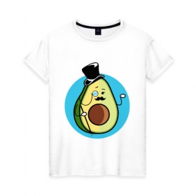Женская футболка хлопок с принтом Mr. Avocado в Петрозаводске, 100% хлопок | прямой крой, круглый вырез горловины, длина до линии бедер, слегка спущенное плечо | авокадо | еда | сеньор | сноб | усы | фрукты