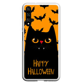 Чехол для Honor 20 с принтом Happy halloween в Петрозаводске, Силикон | Область печати: задняя сторона чехла, без боковых панелей | halloween | horror | вампир | кот | кот вампир | котик | кошка | летучие мыши | мыши | пятница 13 | страшилки | страшно | ужасы | хоррор | хэллоуин