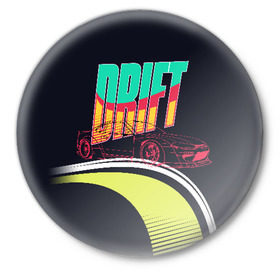 Значок с принтом Drift Style в Петрозаводске,  металл | круглая форма, металлическая застежка в виде булавки | bosozoku | bosozoku style | drag | drift | japan style | jdm | босудзоку | босузоку | дрифт