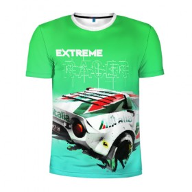 Мужская футболка 3D спортивная с принтом Extrime Racer в Петрозаводске, 100% полиэстер с улучшенными характеристиками | приталенный силуэт, круглая горловина, широкие плечи, сужается к линии бедра | auto | motorsport | racing | авто