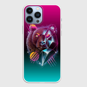 Чехол для iPhone 13 Pro Max с принтом RETRO CYBER BEAR NEON в Петрозаводске,  |  | hotline miami | neon | outrun | outrun electro | retro | retrowave | synth | synthwave | неон | ретро | хотлайн майами