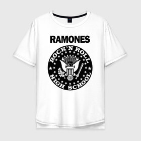 Мужская футболка хлопок Oversize с принтом Ramones в Петрозаводске, 100% хлопок | свободный крой, круглый ворот, “спинка” длиннее передней части | ramone | ramones | группа | джонни | джоуи | ди ди томми | марки | панк | поп | раманес | раманэс | рамон | рамонес | рамонэс | рамоун | рамоунз | рамоунс | рок | хард | хардрок