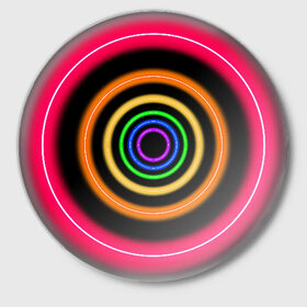 Значок с принтом Neon в Петрозаводске,  металл | круглая форма, металлическая застежка в виде булавки | neon | абстрактно | абстрактный | абстракция | кругами | круги | круглая | круглый | круглыми | кружки | крушки | неон | неонка | неоновые | неоновый | светящийся | яркий
