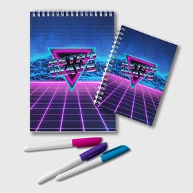 Блокнот с принтом SYNTHWAVE RETROWAVE в Петрозаводске, 100% бумага | 48 листов, плотность листов — 60 г/м2, плотность картонной обложки — 250 г/м2. Листы скреплены удобной пружинной спиралью. Цвет линий — светло-серый
 | Тематика изображения на принте: hotline miami | neon | new retro wave | outrun | outrun electro | retro | retrowave | synth | synthwave | неон | ретро | хотлайн майами