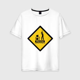 Женская футболка хлопок Oversize с принтом Coding in progress в Петрозаводске, 100% хлопок | свободный крой, круглый ворот, спущенный рукав, длина до линии бедер
 | админ | айтишник | ит | кодер | программист | психанул | сисадмин