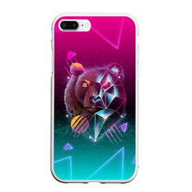 Чехол для iPhone 7Plus/8 Plus матовый с принтом RETRO CYBER BEAR NEON в Петрозаводске, Силикон | Область печати: задняя сторона чехла, без боковых панелей | Тематика изображения на принте: hotline miami | neon | new retro wave | outrun | outrun electro | retro | retrowave | synth | synthwave | медведь | неон | ретро | хотлайн майами