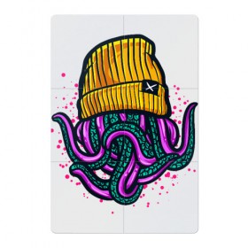 Магнитный плакат 2Х3 с принтом Octopus в Петрозаводске, Полимерный материал с магнитным слоем | 6 деталей размером 9*9 см | Тематика изображения на принте: emo | lil peep | octopus | purple | rap | rock | в шапке | желтый | монстр | осьминог | тату | татуировка | фиолетовый | щупальца | щупальцы | яркий цвет
