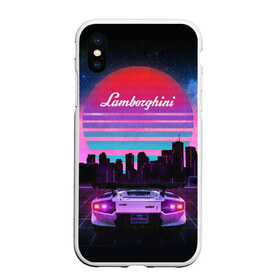 Чехол для iPhone XS Max матовый с принтом Lamborghini overdrive в Петрозаводске, Силикон | Область печати: задняя сторона чехла, без боковых панелей | Тематика изображения на принте: 80х | 90х | hotlinemimai | outrun | retrowave | synth | synthwave | гонки | дискотека | драйв | ламборгини | ламборджини | неоновые | ретро | светящиеся | скорость