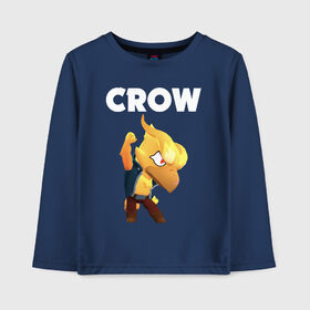 Детский лонгслив хлопок с принтом BRAWL STARS CROW PHOENIX в Петрозаводске, 100% хлопок | круглый вырез горловины, полуприлегающий силуэт, длина до линии бедер | android | brawl stars | colt | crow | games | leon | penny | poco. | shelly | spike | wanted | брав | бравл старс | звезды | игры | мобильные игры | старс