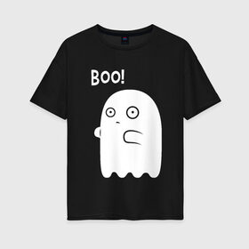 Женская футболка хлопок Oversize с принтом Хэллоуин в Петрозаводске, 100% хлопок | свободный крой, круглый ворот, спущенный рукав, длина до линии бедер
 | halloween | привидение | приколы | ужасы | хеллоуин | хэллоуин