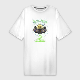 Платье-футболка хлопок с принтом Rick and Morty on a spaceship в Петрозаводске,  |  | spaceship | vdgerir | космический корабль | нло | тарелка