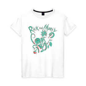 Женская футболка хлопок с принтом Rick and Morty в Петрозаводске, 100% хлопок | прямой крой, круглый вырез горловины, длина до линии бедер, слегка спущенное плечо | rick and morty | vdgerir