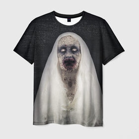 Мужская футболка 3D с принтом Страшный призрак в Петрозаводске, 100% полиэфир | прямой крой, круглый вырез горловины, длина до линии бедер | halloween | horror | бабка | приведение | призрак | пятница 13 | страшилки | страшная бабка | страшно | ужасы | хоррор | хэллоуин