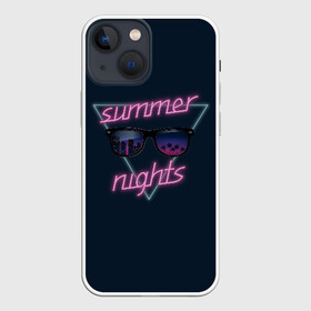 Чехол для iPhone 13 mini с принтом Summer Nights в Петрозаводске,  |  | 80 | cyber | game | hotline | hotlinemiami | maiami | music | nights | outrun | retro | retrowave | summer | synth | synthwave | игра | кибер | лето | ночь | ретро