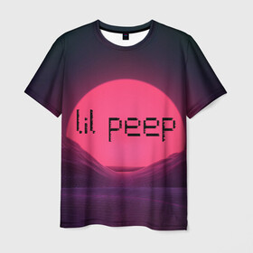 Мужская футболка 3D с принтом lil peep(Black Logo) в Петрозаводске, 100% полиэфир | прямой крой, круглый вырез горловины, длина до линии бедер | cry baby | lil peep | logo | rap | заход солнца | знаменитости. эмо | известный исполнитель | неон | пип | редактируемое лого | реп | розоватый оттенок | рок | рэп | яркий фон