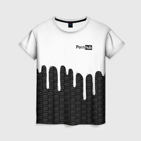 Женская футболка 3D с принтом PornHub в Петрозаводске, 100% полиэфир ( синтетическое хлопкоподобное полотно) | прямой крой, круглый вырез горловины, длина до линии бедер | brazzers | pron | бразерс | браззерс | любовь | сайт | сэкс
