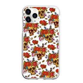 Чехол для iPhone 11 Pro матовый с принтом Skulls and Roses в Петрозаводске, Силикон |  | flowers | halloween | rose | skull | tattoo | жуки | насекомые | роза | тату | татуировка | хеллоуин | хэллоуин | цветок | цветы | череп