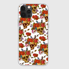 Чехол для iPhone 12 Pro Max с принтом Skulls and Roses в Петрозаводске, Силикон |  | flowers | halloween | rose | skull | tattoo | жуки | насекомые | роза | тату | татуировка | хеллоуин | хэллоуин | цветок | цветы | череп