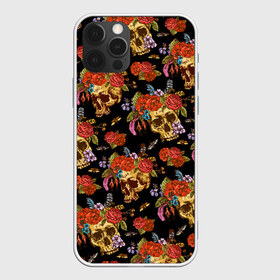 Чехол для iPhone 12 Pro Max с принтом Skulls and Roses в Петрозаводске, Силикон |  | Тематика изображения на принте: flowers | halloween | rose | skull | tattoo | жуки | насекомые | роза | тату | татуировка | хеллоуин | хэллоуин | цветок | цветы | череп