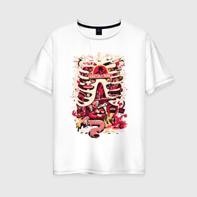 Женская футболка хлопок Oversize с принтом Anatomy park в Петрозаводске, 100% хлопок | свободный крой, круглый ворот, спущенный рукав, длина до линии бедер
 | anatomy park | vdgerir | скелет