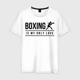 Мужская футболка хлопок с принтом Boxing (двухсторонняя) в Петрозаводске, 100% хлопок | прямой крой, круглый вырез горловины, длина до линии бедер, слегка спущенное плечо. | Тематика изображения на принте: boxing | my life | бокс | моя жизнь