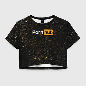 Женская футболка Cropp-top с принтом PornHub в Петрозаводске, 100% полиэстер | круглая горловина, длина футболки до линии талии, рукава с отворотами | hub | хаб