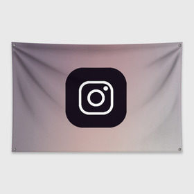 Флаг-баннер с принтом instagram(logo and background) в Петрозаводске, 100% полиэстер | размер 67 х 109 см, плотность ткани — 95 г/м2; по краям флага есть четыре люверса для крепления | instagram | logo | инстаграм | лого | мягкие цвета | приложение | простая картинка | фотоаппарат | черная картинка | черный | черный значок | черный цвет