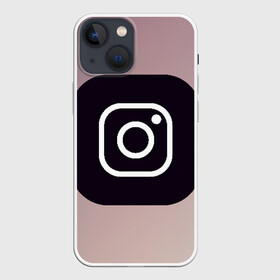 Чехол для iPhone 13 mini с принтом instagram(logo and background) в Петрозаводске,  |  | instagram | logo | инстаграм | лого | мягкие цвета | приложение | простая картинка | фотоаппарат | черная картинка | черный | черный значок | черный цвет