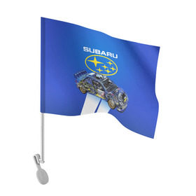 Флаг для автомобиля с принтом Subaru в Петрозаводске, 100% полиэстер | Размер: 30*21 см | sti | subaru | subaru impreza | subaru impreza wrx sti | subaru sti | субару | субару импреза