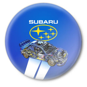 Значок с принтом Subaru в Петрозаводске,  металл | круглая форма, металлическая застежка в виде булавки | sti | subaru | subaru impreza | subaru impreza wrx sti | subaru sti | субару | субару импреза