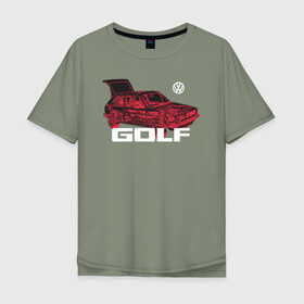 Мужская футболка хлопок Oversize с принтом Golf  в Петрозаводске, 100% хлопок | свободный крой, круглый ворот, “спинка” длиннее передней части | golf | golf gti | volkswagen | вольксваген | фолькс ваген | фольксваген