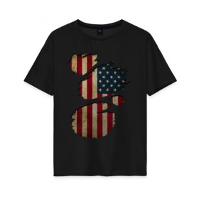 Женская футболка хлопок Oversize с принтом USA inside в Петрозаводске, 100% хлопок | свободный крой, круглый ворот, спущенный рукав, длина до линии бедер
 | amerika | fbi | nasa | russia | usa | америка | америки | внтури | россия | соединенные | страна | сша | флаг | штаты