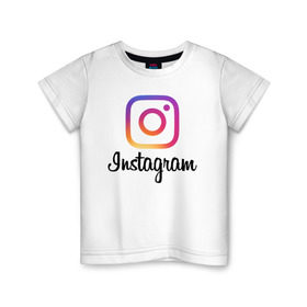 Детская футболка хлопок с принтом Instagram в Петрозаводске, 100% хлопок | круглый вырез горловины, полуприлегающий силуэт, длина до линии бедер | application | instagram | инстаграм | приложение