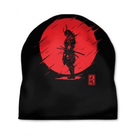 Шапка 3D с принтом Samurai в Петрозаводске, 100% полиэстер | универсальный размер, печать по всей поверхности изделия | ahegao | anime | blood | japan | samurai | senpai | warior | аниме | ахегао | воин | катана | кровавая | кровавый | кровь | луна | самураи | самурай | семпай | сенпай | солнце | япония