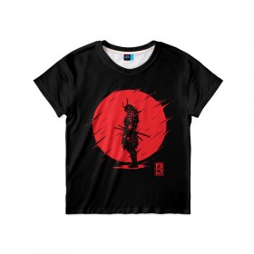 Детская футболка 3D с принтом Samurai в Петрозаводске, 100% гипоаллергенный полиэфир | прямой крой, круглый вырез горловины, длина до линии бедер, чуть спущенное плечо, ткань немного тянется | Тематика изображения на принте: ahegao | anime | blood | japan | samurai | senpai | warior | аниме | ахегао | воин | катана | кровавая | кровавый | кровь | луна | самураи | самурай | семпай | сенпай | солнце | япония