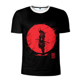 Мужская футболка 3D спортивная с принтом Samurai в Петрозаводске, 100% полиэстер с улучшенными характеристиками | приталенный силуэт, круглая горловина, широкие плечи, сужается к линии бедра | Тематика изображения на принте: ahegao | anime | blood | japan | samurai | senpai | warior | аниме | ахегао | воин | катана | кровавая | кровавый | кровь | луна | самураи | самурай | семпай | сенпай | солнце | япония