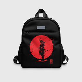 Детский рюкзак 3D с принтом Samurai в Петрозаводске, 100% полиэстер | лямки с регулируемой длиной, сверху петелька, чтобы рюкзак можно было повесить на вешалку. Основное отделение закрывается на молнию, как и внешний карман. Внутри дополнительный карман. По бокам два дополнительных кармашка | ahegao | anime | blood | japan | samurai | senpai | warior | аниме | ахегао | воин | катана | кровавая | кровавый | кровь | луна | самураи | самурай | семпай | сенпай | солнце | япония