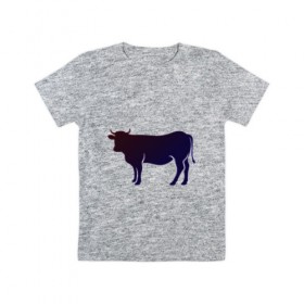 Детская футболка хлопок с принтом Корова(темно-синий неон) в Петрозаводске, 100% хлопок | круглый вырез горловины, полуприлегающий силуэт, длина до линии бедер | animals | neon | животные | звери | корова | коровка | коровы | неон | прикольная картинка