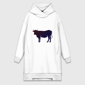 Платье-худи хлопок с принтом Корова(темно синий неон) в Петрозаводске,  |  | animals | neon | животные | звери | корова | коровка | коровы | неон | прикольная картинка