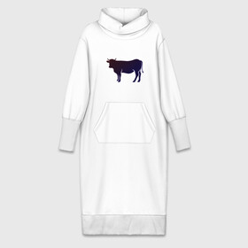 Платье удлиненное хлопок с принтом Корова(темно синий неон) в Петрозаводске,  |  | animals | neon | животные | звери | корова | коровка | коровы | неон | прикольная картинка