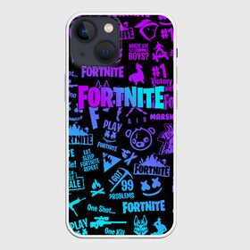 Чехол для iPhone 13 mini с принтом FORTNITE x MARSHMELLO NEON | НЕОН в Петрозаводске,  |  | fortnite | fortnite x | marshmello | маршмелло | фортнайт