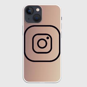 Чехол для iPhone 13 mini с принтом instagram(simple logo) в Петрозаводске,  |  | instagram | logo | инстаграм | лого | мягкие цвета | приложение | простая картинка | фотоаппарат | черная картинка | черный | черный значок | черный цвет