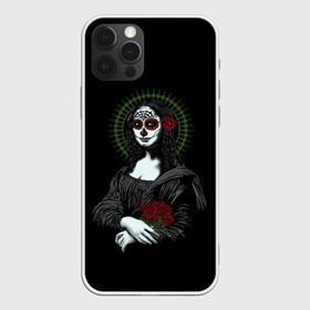 Чехол для iPhone 12 Pro с принтом Mona Lisa - Santa Muerte в Петрозаводске, силикон | область печати: задняя сторона чехла, без боковых панелей | dead | death | lisa | mona | muerte | muertos | santa | день | искуство | картина | лиза | мона | муэрте | муэртес | муэртос | роза | розы | санта | тату | татуировка | цветы | череп