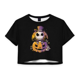 Женская футболка Cropp-top с принтом The Nightmare Before Christmas в Петрозаводске, 100% полиэстер | круглая горловина, длина футболки до линии талии, рукава с отворотами | before | burton | christmas | horror | jack skellington | nightmare | tim | timothy | walter | бёртон | джек | перед | рождеством | скеллингтон | тим | тимоти | ужастик | ужасы